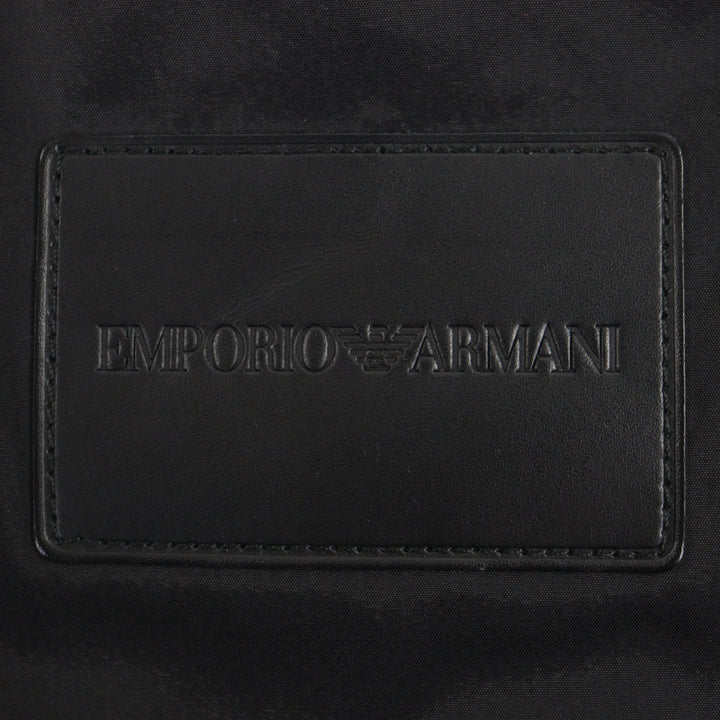 極美品▼EMPORIO ARMANI エンポリオ アルマーニ 黒タグ ロゴ総柄エンボス加工 WZIPUP ラムレザージャケット ブルゾン 44 正規品　メンズ