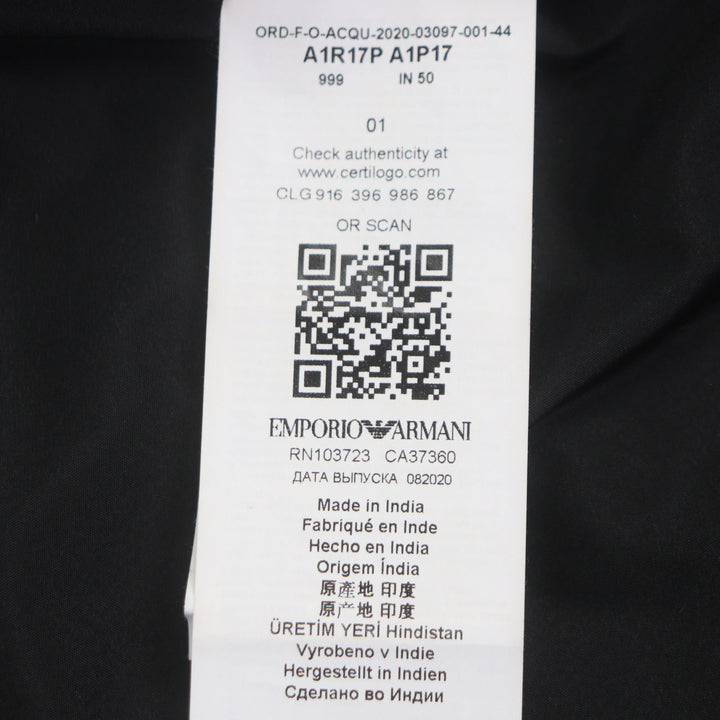 極美品▼EMPORIO ARMANI エンポリオ アルマーニ 黒タグ ロゴ総柄エンボス加工 WZIPUP ラムレザージャケット ブルゾン 44 正規品　メンズ
