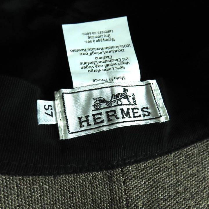 美品★HERMES エルメス H刺繍入り バケットハット ハット 帽子 ブラウン 57 フランス製 レディース