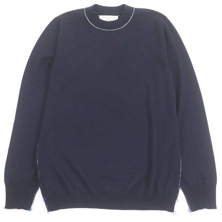 美品□Maison Margiela 14 メゾンマルジェラ14 25SS S50HA1004 ステッチデザイン 薄手 ロングスリーブニット セーター ネイビー S 伊製