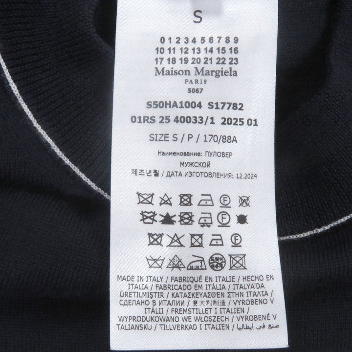 美品□Maison Margiela 14 メゾンマルジェラ14 25SS S50HA1004 ステッチデザイン 薄手 ロングスリーブニット セーター ネイビー S 伊製