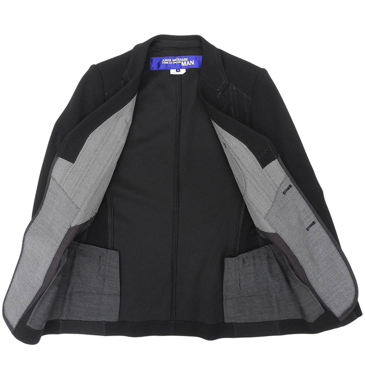 極美品▲ジュンヤワタナベ マン コムデギャルソン WG-J009 ステッチデザイン 金ボタン ブレザー ジャケット ブラック XS 正規品 メンズ