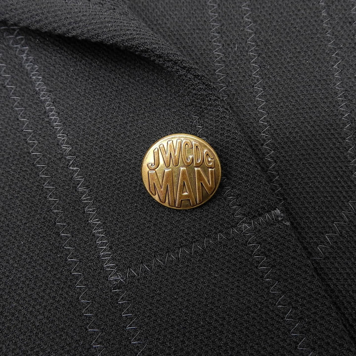 極美品▲ジュンヤワタナベ マン コムデギャルソン WG-J009 ステッチデザイン 金ボタン ブレザー ジャケット ブラック XS 正規品 メンズ