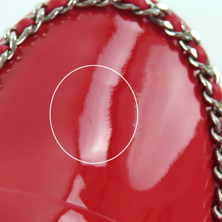 未使用品◇CHANEL シャネル G35631 ココマークパーツ付 パテントレザー チェーン ローファー 赤 シルバー金具 35 イタリア製 レディース