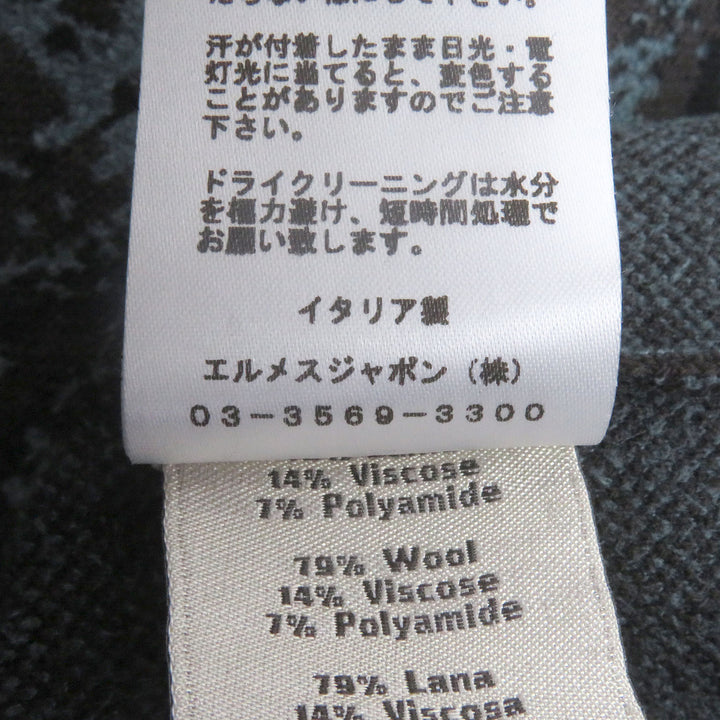 美品□HERMES エルメス 22AW ウール 総柄 ロングスリーブ 長袖 タートルネックニット セーター ブラウン S イタリア製 正規品 メンズ