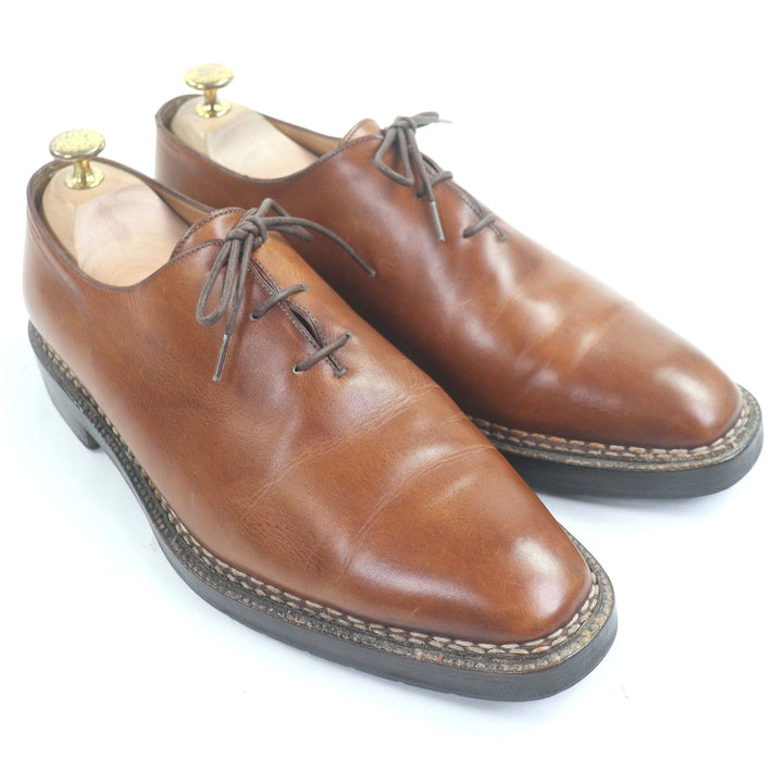 美品□Berluti ベルルッティ アレッサンドロ レザー オルガ期 初期 ノルベジェーゼ製法 ホールカット ドレスシューズ ブラウン 8 メンズ