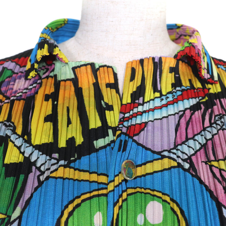 極美品☆PLEATS PLEASE プリーツプリーズ イッセイミヤケ ヴィンテージ 1999年製 PP91-JK042 アメコミ 長袖 カットソー 4 正規品