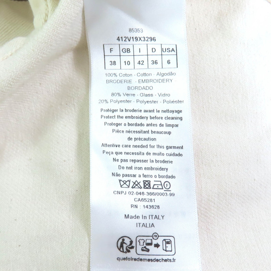未使用品◇クリスチャンディオール 412V19X3296 コットン100％ ロゴ刺繍 ビーズ装飾付き ショートスリーブ デニムジャケット 38 正規品