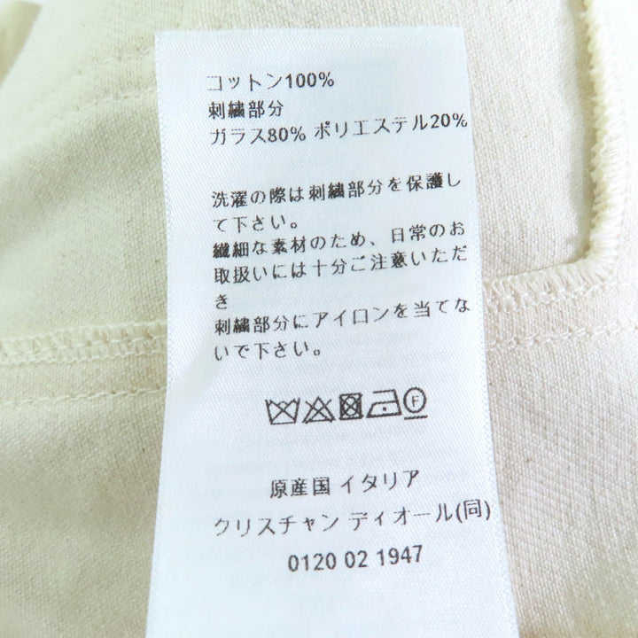 未使用品◇クリスチャンディオール 412V19X3296 コットン100％ ロゴ刺繍 ビーズ装飾付き ショートスリーブ デニムジャケット 38 正規品