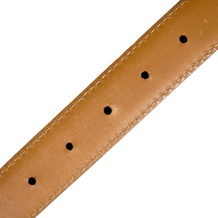美品▲BERLUTI ベルルッティ Bロゴバックル レザーベルト ダークブラウン シルバー 85.34 イタリア製 メンズ