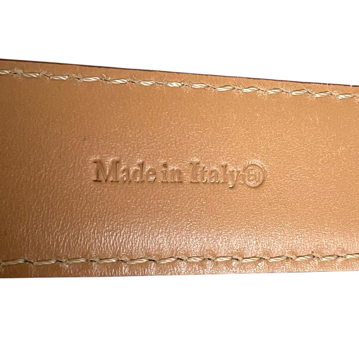 美品▲BERLUTI ベルルッティ Bロゴバックル レザーベルト ダークブラウン シルバー 85.34 イタリア製 メンズ