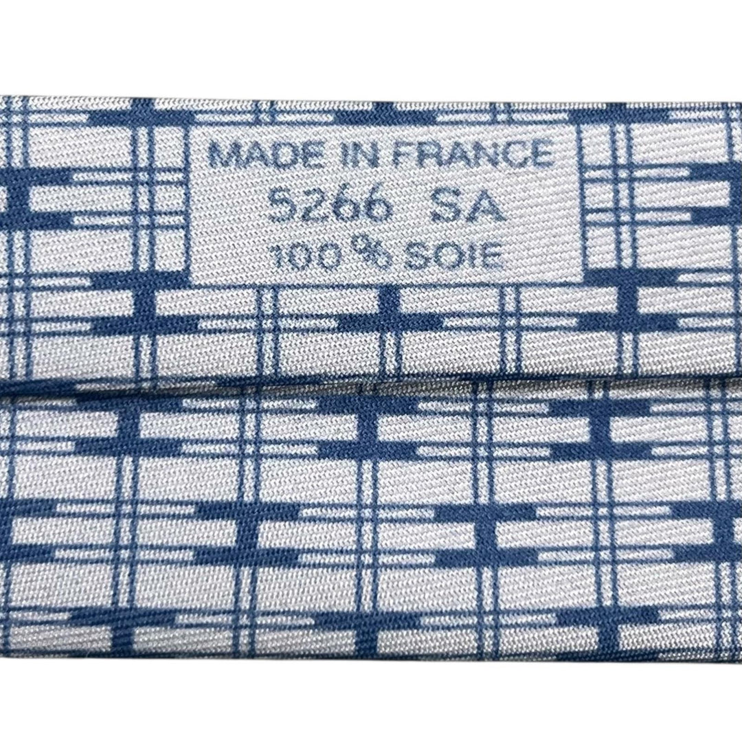 未使用品▲HERMES エルメス 5266SA シルク100％ Hモチーフ ネクタイ ブルー 箱付き フランス製 正規品 メンズ