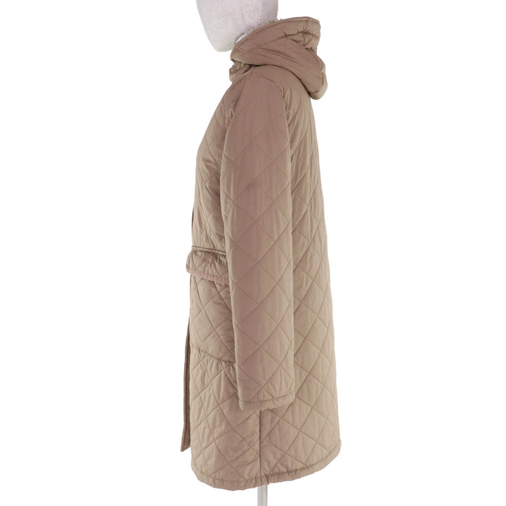 美品☆Mackintosh マッキントッシュ ロゴボタン・フード付 中綿入り キルティング コート ベージュ 36 正規品 レディース