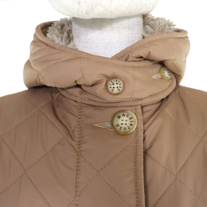 美品☆Mackintosh マッキントッシュ ロゴボタン・フード付 中綿入り キルティング コート ベージュ 36 正規品 レディース