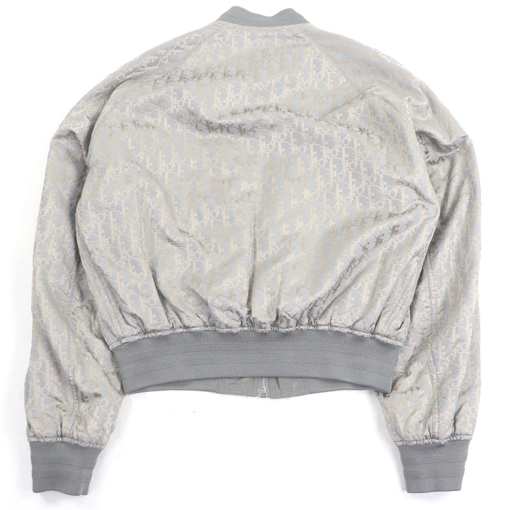 極美品□DIOR ディオール オム 183C432A5043 シルク混 オブリーク ロゴ総柄 リバーシブル ボンバージャケット グレー 46 伊製 正規品