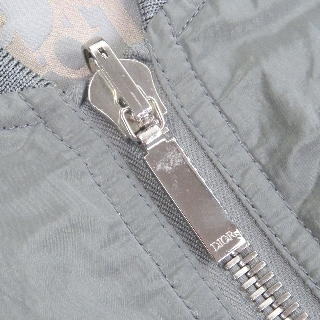 極美品□DIOR ディオール オム 183C432A5043 シルク混 オブリーク ロゴ総柄 リバーシブル ボンバージャケット グレー 46 伊製 正規品