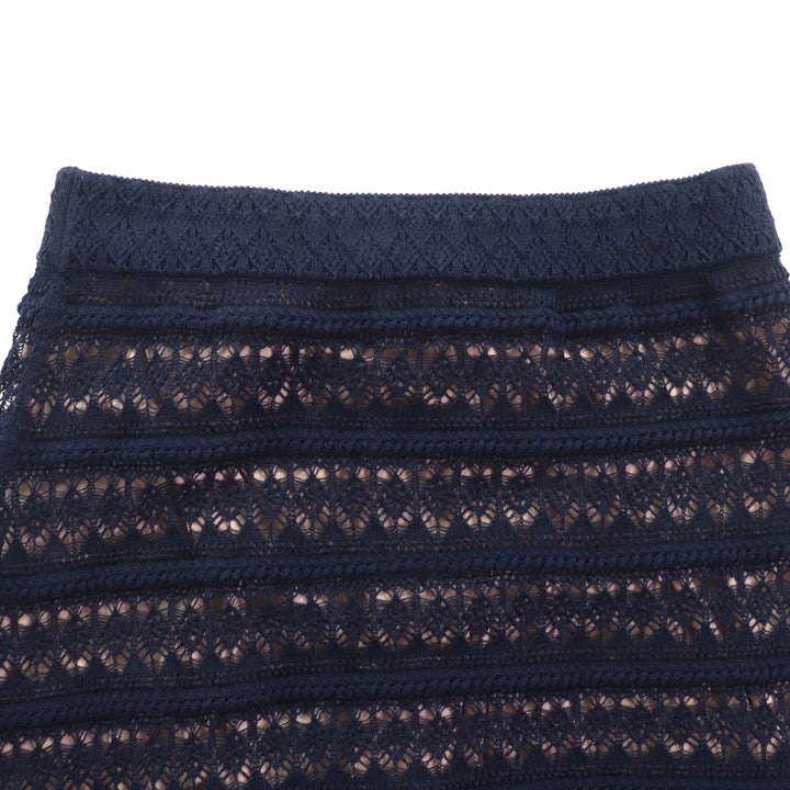 未使用品◇GUCCI グッチ 23SS 743289 コットン ペチコート付き ひざ丈 総レーススカート ダークネイビー M イタリア製 正規品 レディース