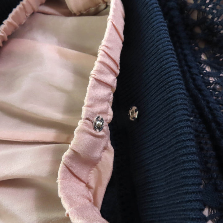 未使用品◇GUCCI グッチ 23SS 743289 コットン ペチコート付き ひざ丈 総レーススカート ダークネイビー M イタリア製 正規品 レディース