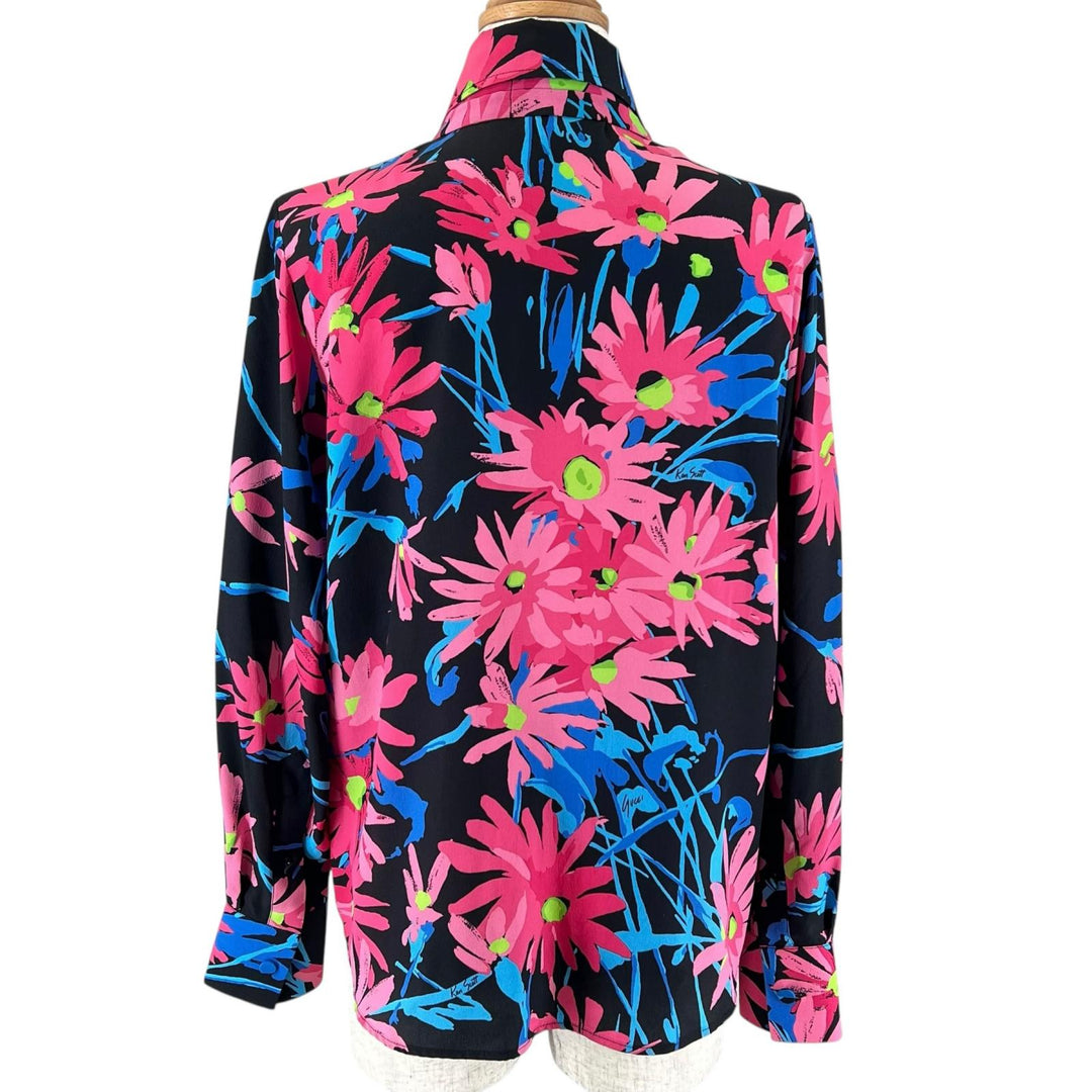 美品▲GUCCI グッチ 21SS 643269 Ken Scott シルク100％ フローラル柄 ボウタイ ブラウス マルチカラー 36 イタリア製 正規品 レディース