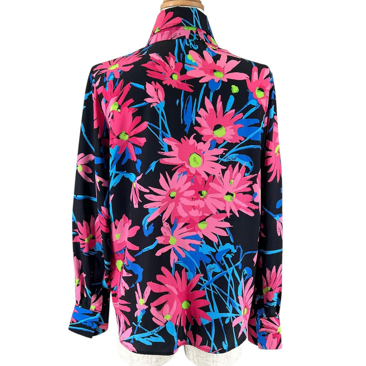 美品▲GUCCI グッチ 21SS 643269 Ken Scott シルク100％ フローラル柄 ボウタイ ブラウス マルチカラー 36 イタリア製 正規品 レディース