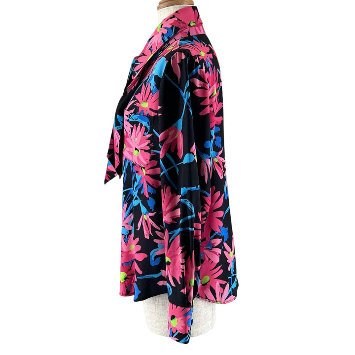 美品▲GUCCI グッチ 21SS 643269 Ken Scott シルク100％ フローラル柄 ボウタイ ブラウス マルチカラー 36 イタリア製 正規品 レディース