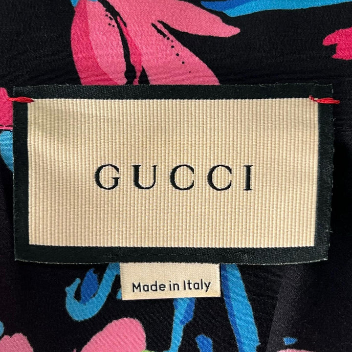 美品▲GUCCI グッチ 21SS 643269 Ken Scott シルク100％ フローラル柄 ボウタイ ブラウス マルチカラー 36 イタリア製 正規品 レディース