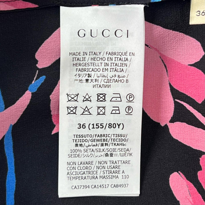 美品▲GUCCI グッチ 21SS 643269 Ken Scott シルク100％ フローラル柄 ボウタイ ブラウス マルチカラー 36 イタリア製 正規品 レディース