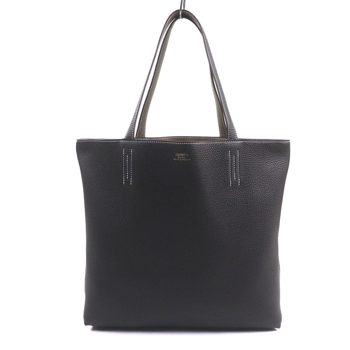 極美品▼HERMES エルメス ドゥブルセンス45 トリヨンクレマンス レザー エトゥープ エベヌ トートバッグ K刻印 保存袋付き 仏製　メンズ