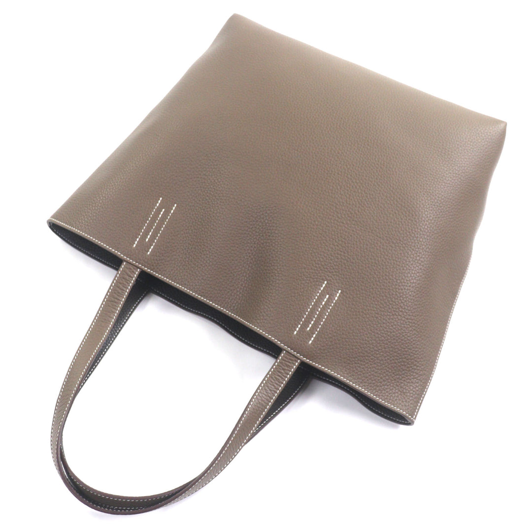 極美品▼HERMES エルメス ドゥブルセンス45 トリヨンクレマンス レザー エトゥープ エベヌ トートバッグ K刻印 保存袋付き 仏製　メンズ