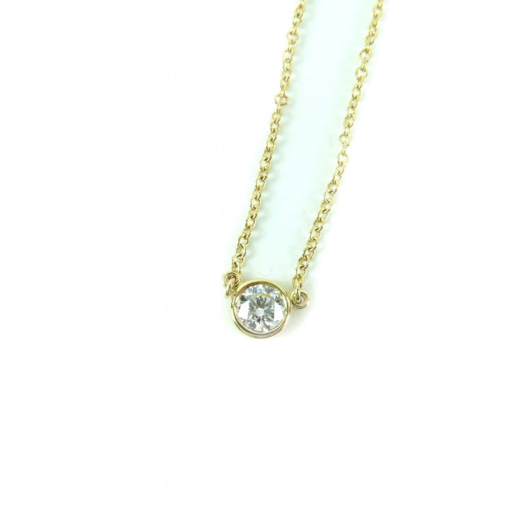 極美品★ティファニー エルサペレッティ 750(YG) バイザヤード 1P ダイヤ ネックレス ダイヤ0.22ct G VVS2 3EX NONE 36203625 重量1.93g