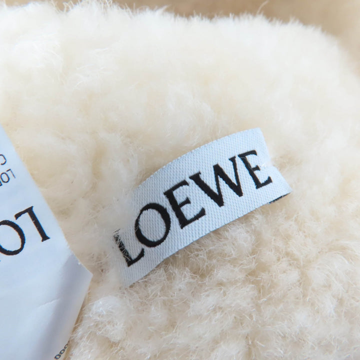 美品☆LOEWE ロエベ ロゴレザー使い ムートン バケットハット 帽子 ハット ブラウン 57 イタリア製 正規品 レディース