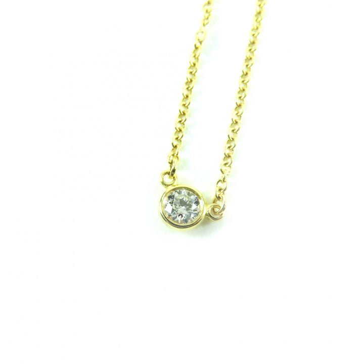 美品★ティファニー エルサペレッティ バイザヤード K18 750(YG) 現行品 0.08ct 1P ダイヤ ネックレス ゴールド 重量1.75g 定価217800円