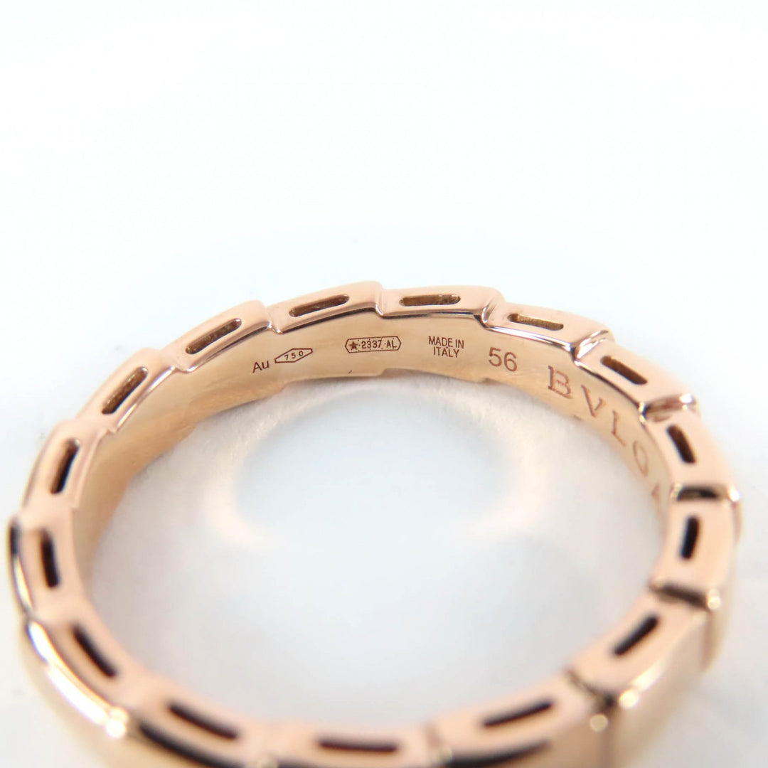 極美品☆BVLGARI ブルガリ セルペンティ ヴァイパー リング K18 750(PG) MVCRLY ピンクゴールド 56（JP16号相当） 重量4.48g メンズ