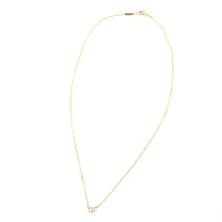 美品☆TIFFANY&amp;Co. ティファニー バイ ザ ヤード シングル ダイヤモンド ペンダント K18 750(YG) 枠直径約4.25mm 0.08ct 重量1.86g