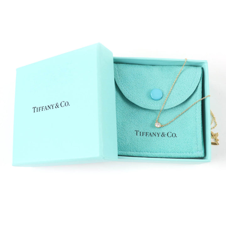美品☆TIFFANY&amp;Co. ティファニー バイ ザ ヤード シングル ダイヤモンド ペンダント K18 750(YG) 枠直径約4.25mm 0.08ct 重量1.86g
