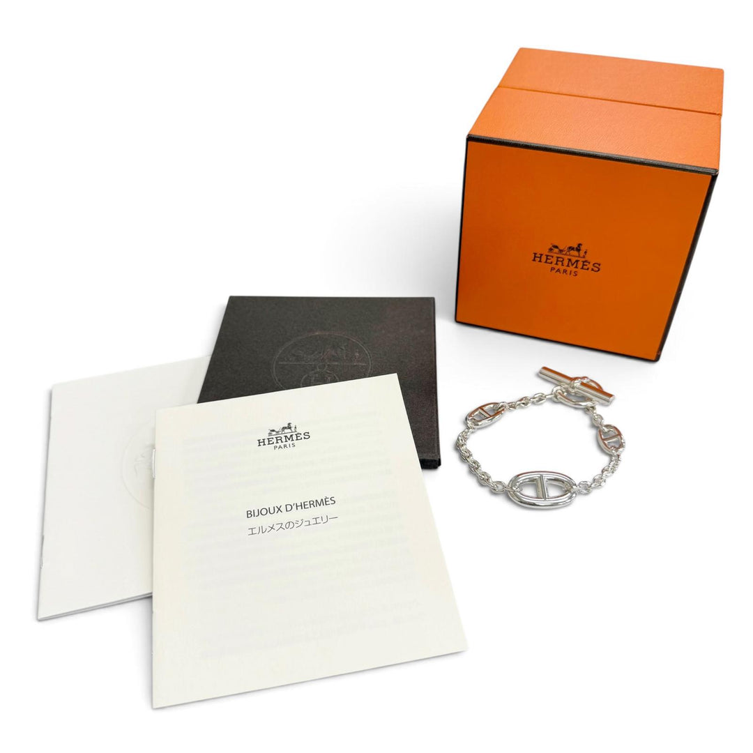 極美品△HERMES エルメス 2024年製 シェーヌダンクル ファランドール ブレスレット LG AG925 シルバー フランス製 重量25.7g レディース