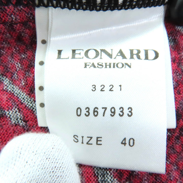 美品◇LEONARD FASHION レオナール ファッション ウール シルク ロゴボタン付き 総柄 ロングカーディガン 40 日本製 正規品 レディース