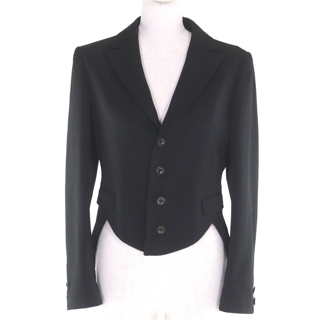 美品◇Ys Yohji Yamamoto ヨウジヤマモト 変形 ピークドラペル ウール100％ シングルジャケット テールジャケット ブラック 日本製 正規品