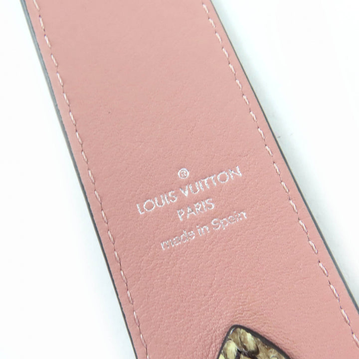極美品☆LOUIS VUITTON ルイヴィトン J02293 パイソンレザー ショルダーストラップ ブラウン ピンク シルバー金具 スペイン製 レディース