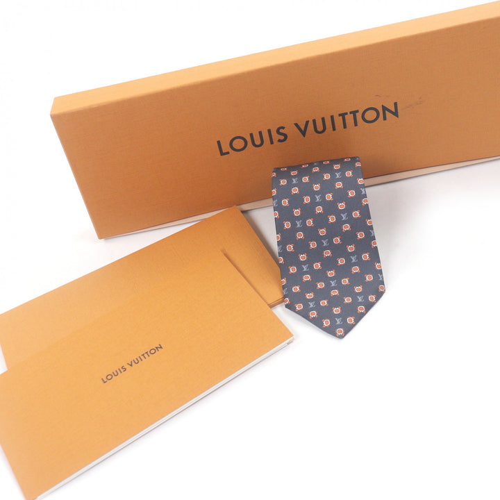 極美品□LOUIS VUITTON ルイヴィトン 2024年製 M94827 クラヴァット モノグラムクラブ シルク100％ ネクタイ ネイビー イタリア製 正規品