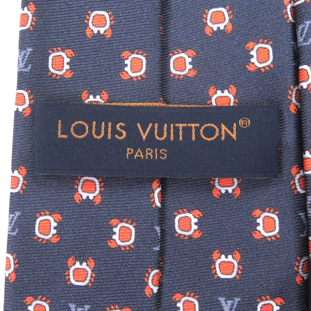 極美品□LOUIS VUITTON ルイヴィトン 2024年製 M94827 クラヴァット モノグラムクラブ シルク100％ ネクタイ ネイビー イタリア製 正規品