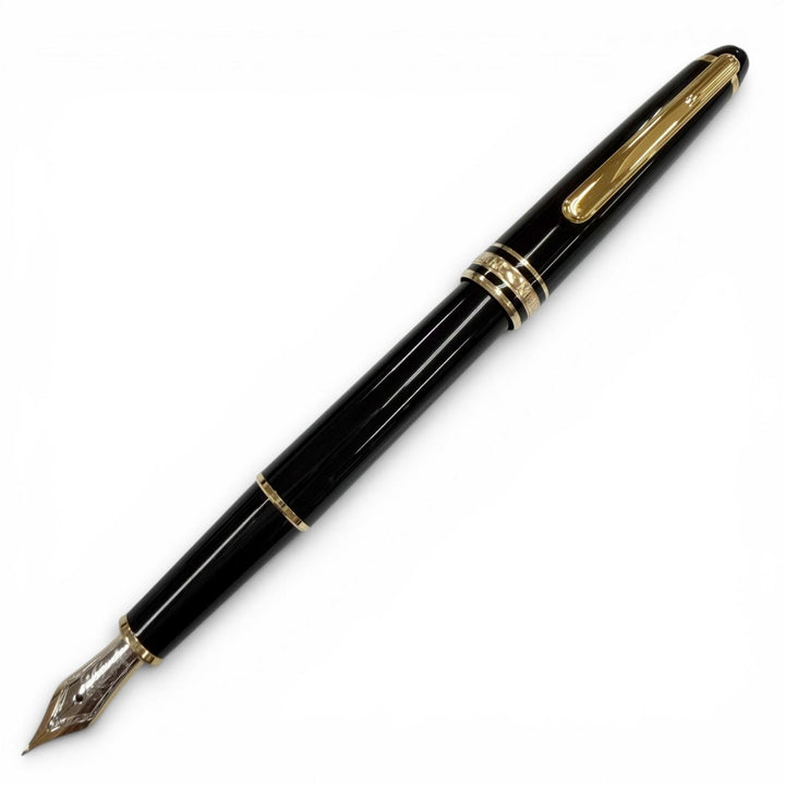 美品▼MONTBLANC モンブラン マイスターシュテュック クラシック ペン先14K Fニブ ホワイトスター 万年筆 ブラック ゴールド ドイツ製