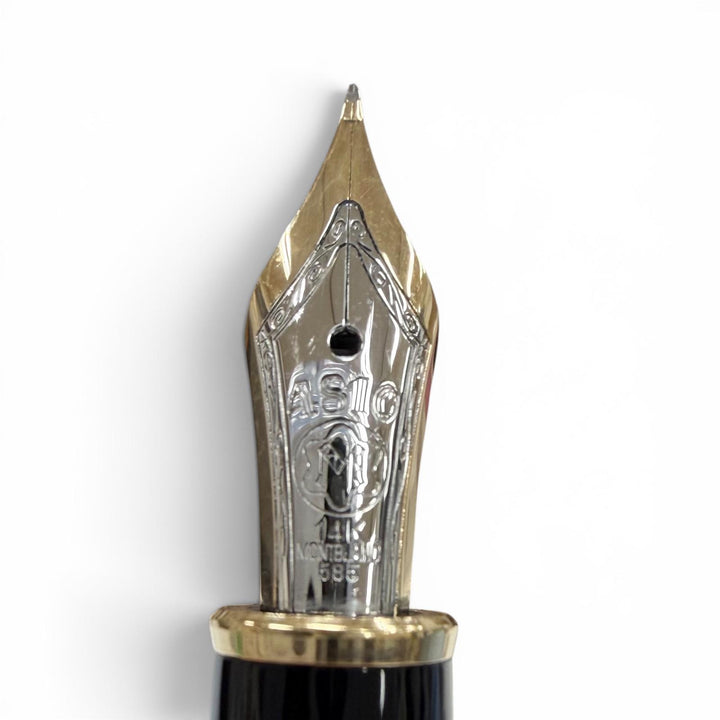 美品▼MONTBLANC モンブラン マイスターシュテュック クラシック ペン先14K Fニブ ホワイトスター 万年筆 ブラック ゴールド ドイツ製