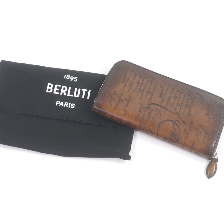 極美品□BERLUTI ベルルッティ 24年製 イタウバ ロングジップウォレット ヴェネチアカーフレザー カリグラフィ 長財布 伊製 定価203500円