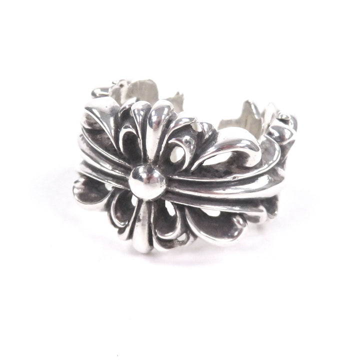 美品□CHROME HEARTS クロムハーツ DBL FLRL CRS SV925 ダブルフローラルクロス リング 指輪 シルバー JP18号相当 重量18.33g メンズ