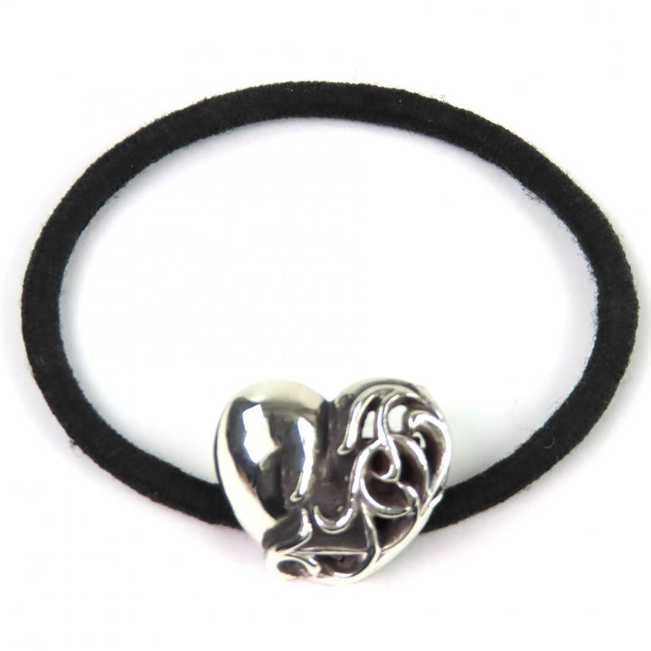 美品△CHROME HEARTS クロムハーツ HAIRBAND ハート コンチョ ヘアゴム ヘアアクセサリー シルバー925 総重量15.0g メンズ 大人気