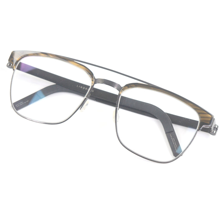未使用品□LINDBERG リンドバーグ SHOWROOM SH ハーフリム サーモントメガネ 眼鏡 アイウェア 50□19-135 ブラウン系 デモレンズ