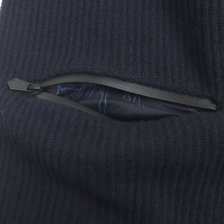 美品□HERMES エルメス ウール カシミヤ Hロゴ City Pocket ニットマフラー ストール ショール ネイビー イタリア製 メンズオススメ◎
