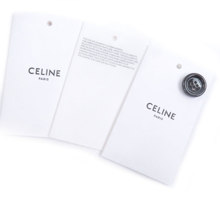 極美品□CELINE セリーヌ 2AA48606S ブラッシュド モヘアエンブロイダリー アーガイル ビジュー カーディガン グリーン XL 伊製 正規品
