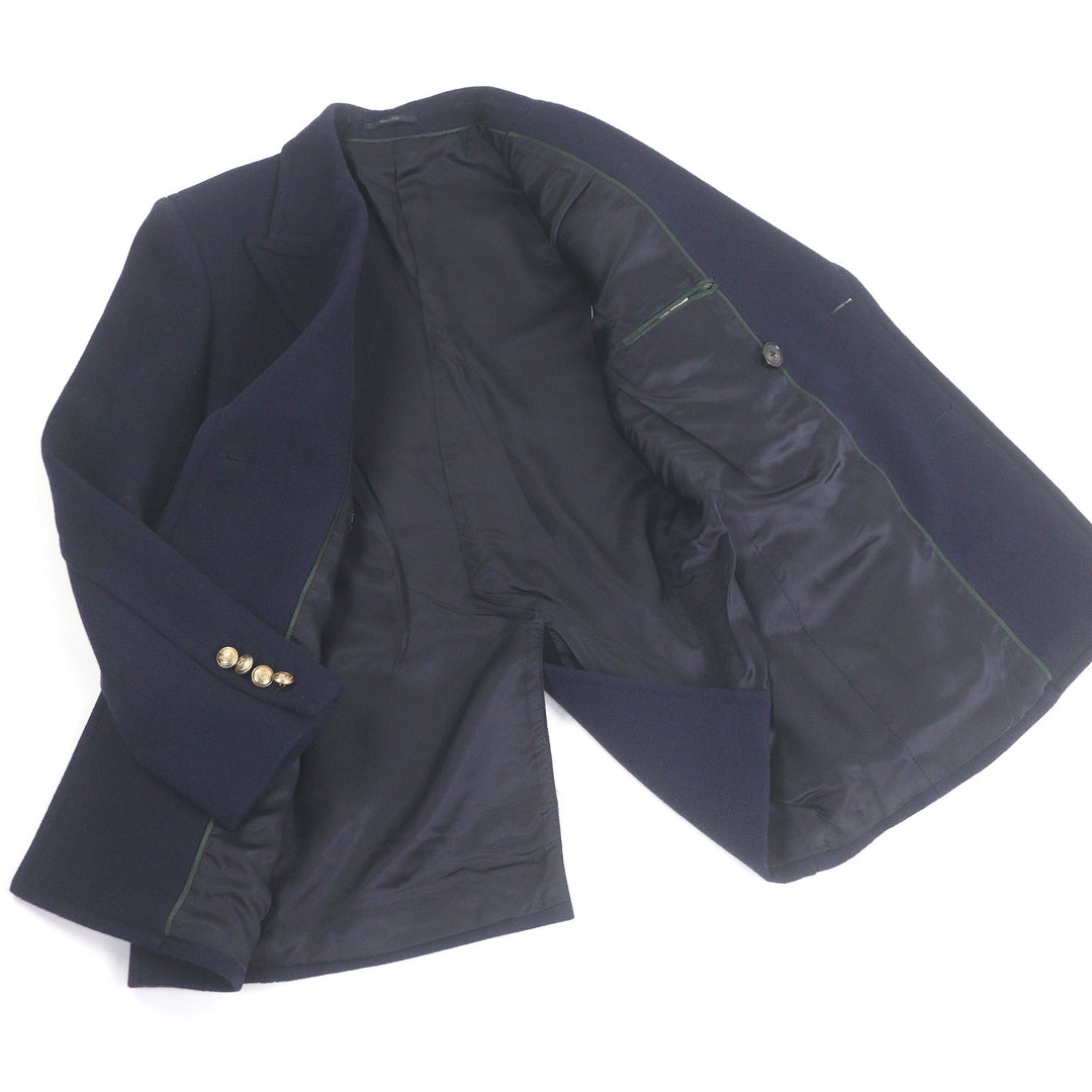 極美品□GUCCI グッチ 715703 ウール100％ エンブレムロゴ金ボタン ダブルブレスト ピーコート チェスターコート 44 イタリア製 正規品